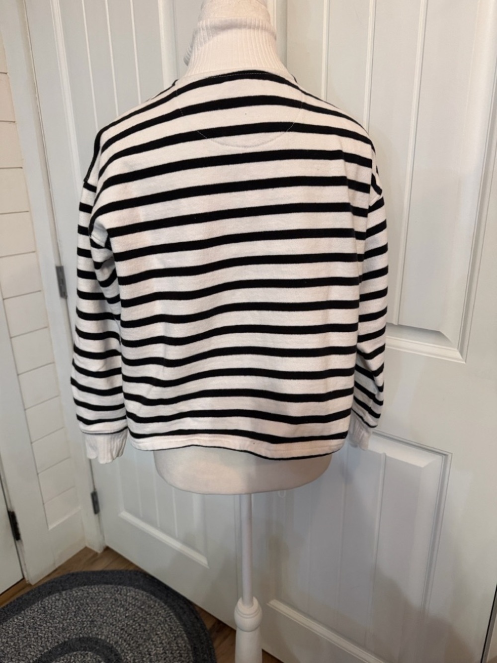 C&C California Women's Cropped Striped Half-Zip Small Pullover Top - Picture 6 of 11